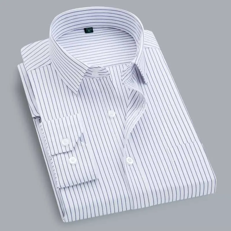 Men's Shirt Long Sleeve Pinstripe Large Size Shirt