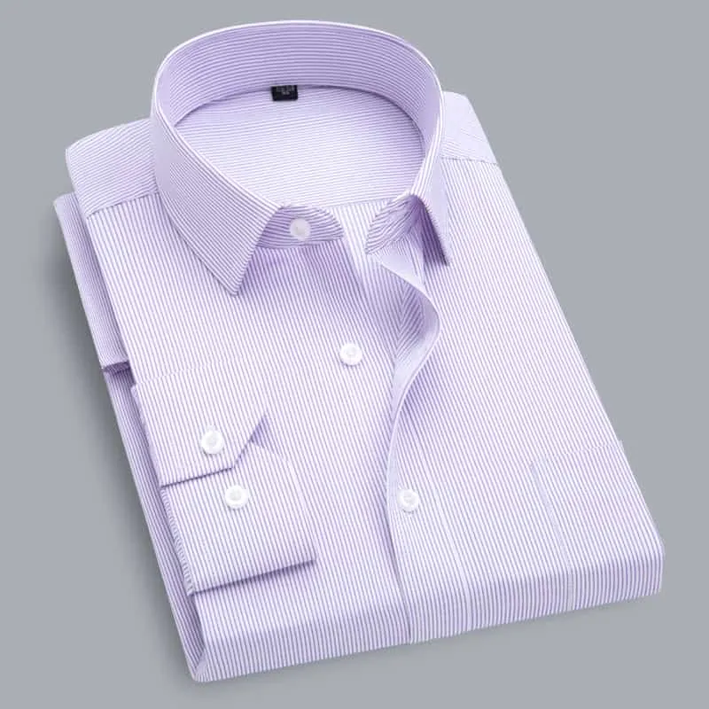 Men's Shirt Long Sleeve Pinstripe Large Size Shirt