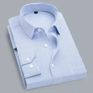 Men's Shirt Long Sleeve Pinstripe Large Size Shirt