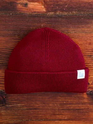 Merino Wool Ribbed Beanie in Chili