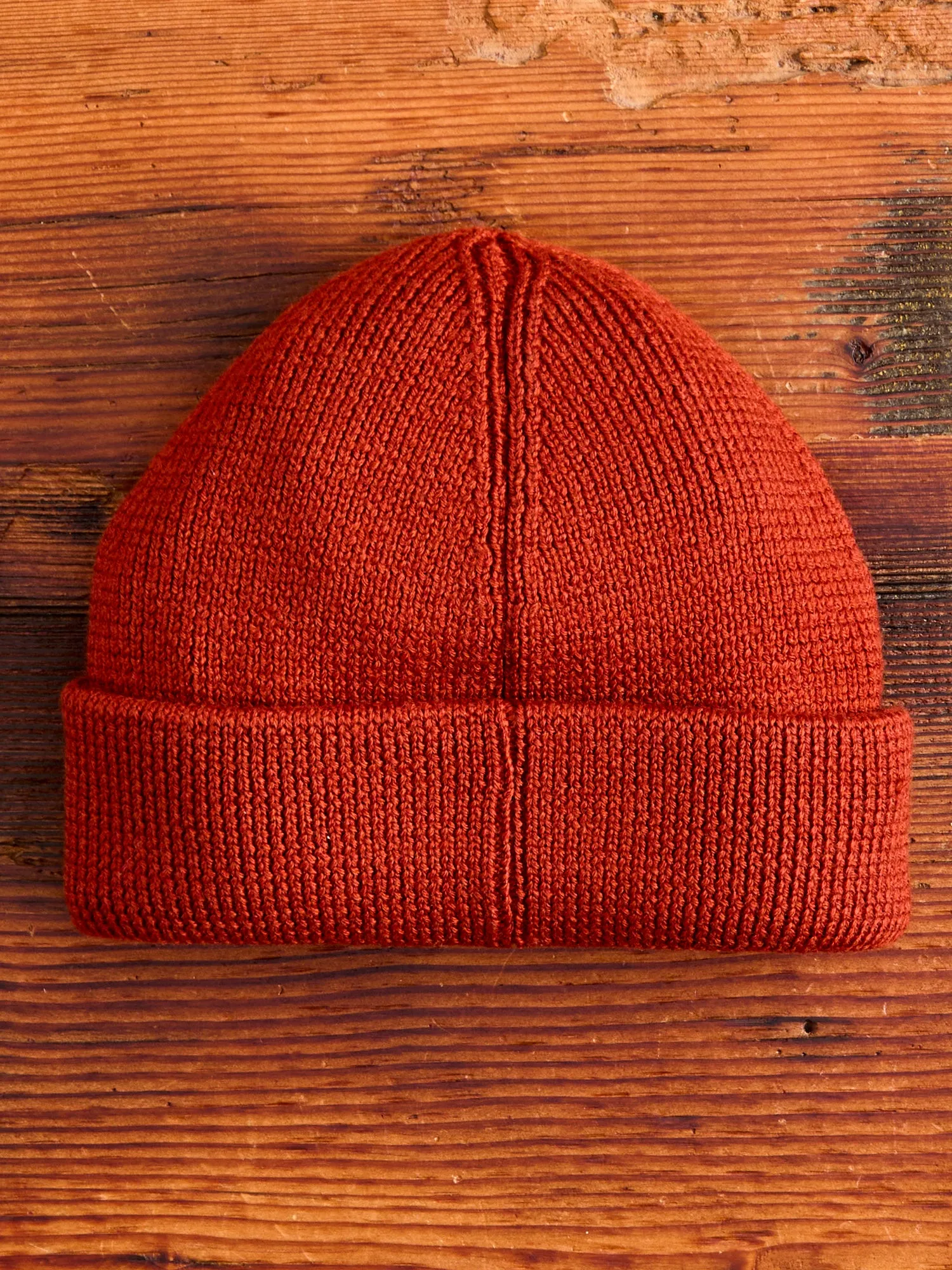 Merino Wool Ribbed Beanie in Clay