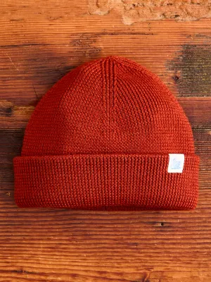 Merino Wool Ribbed Beanie in Clay