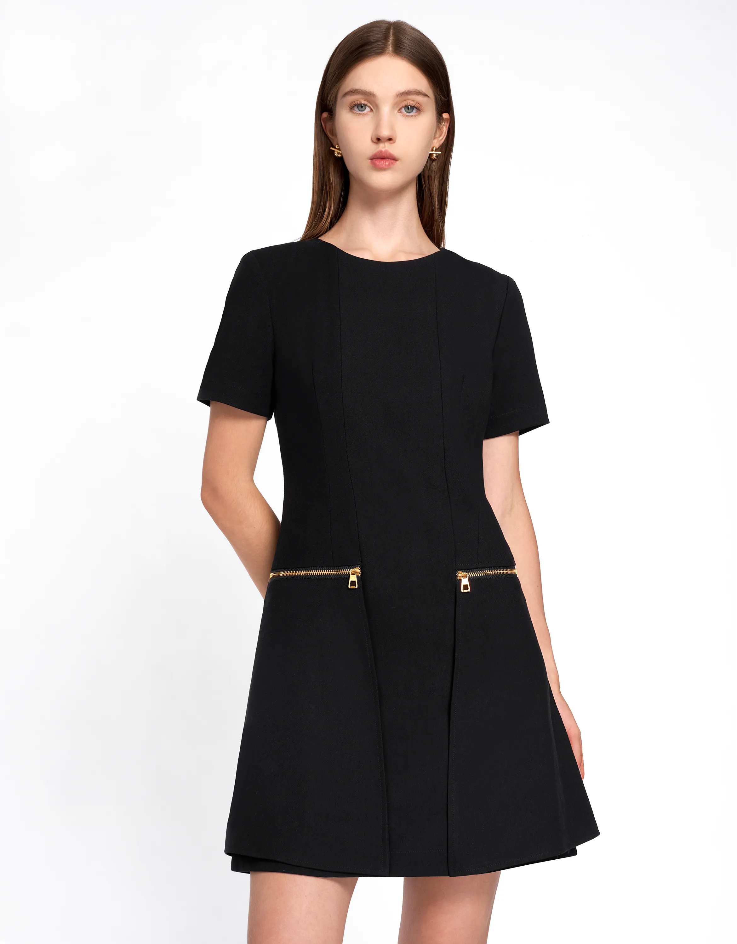 Metallic Zip Pocket Dress