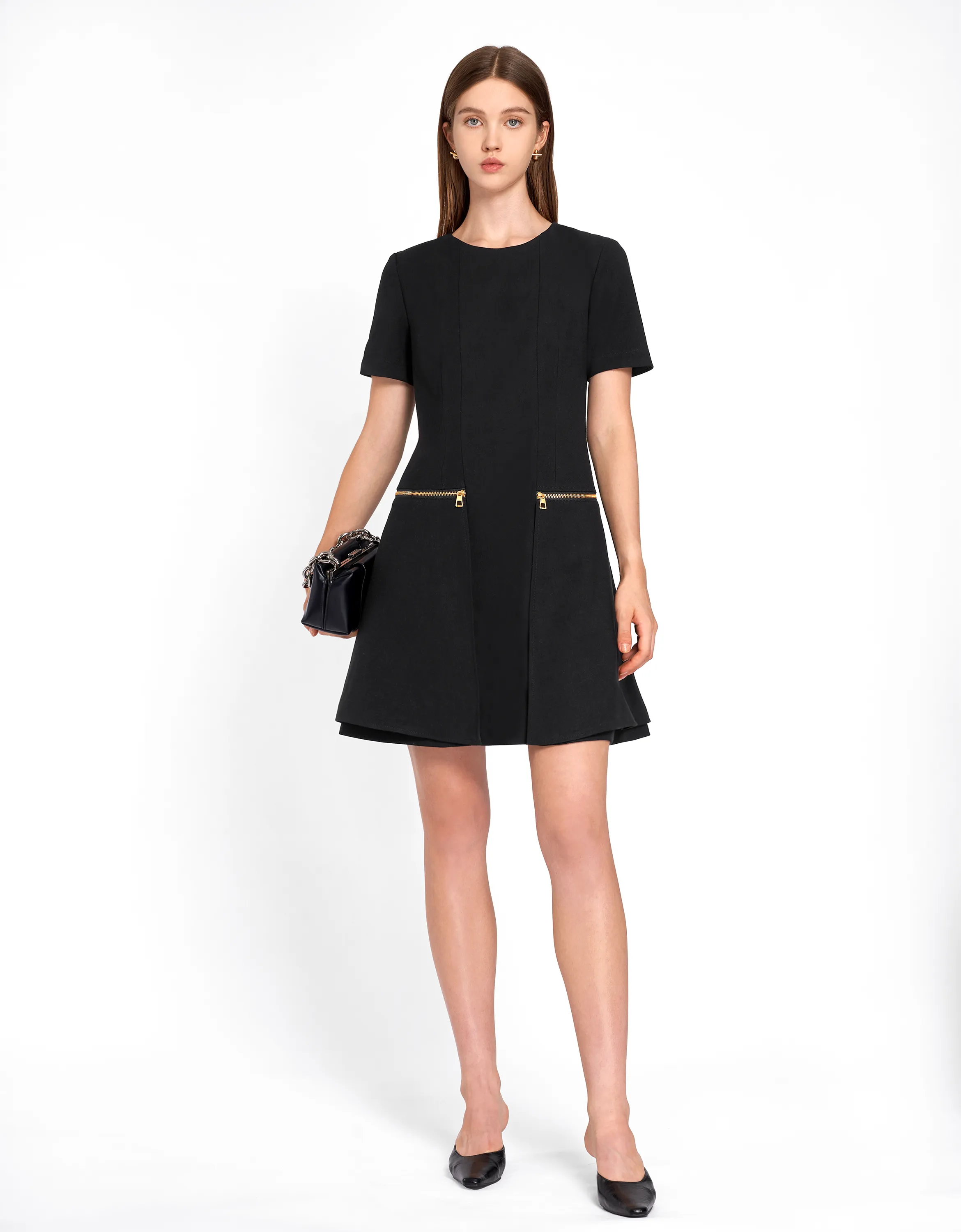 Metallic Zip Pocket Dress