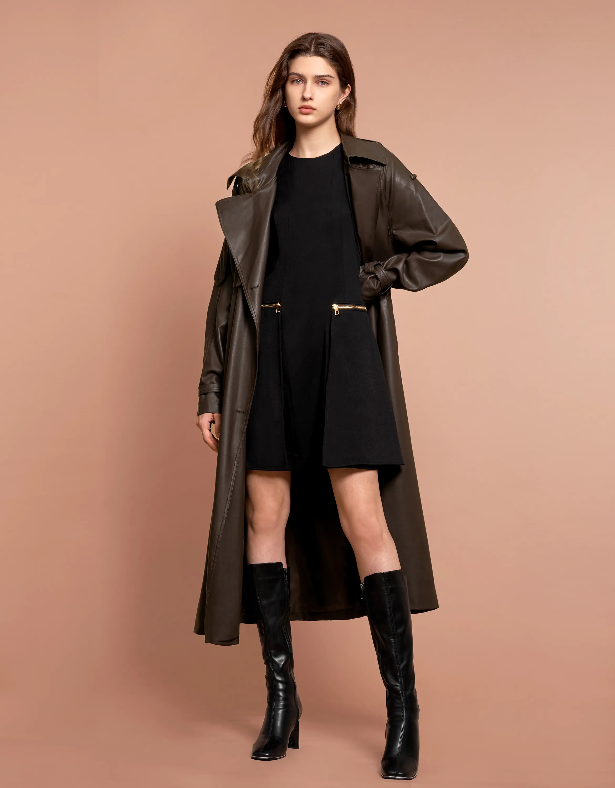 Metallic Zip Pocket Dress