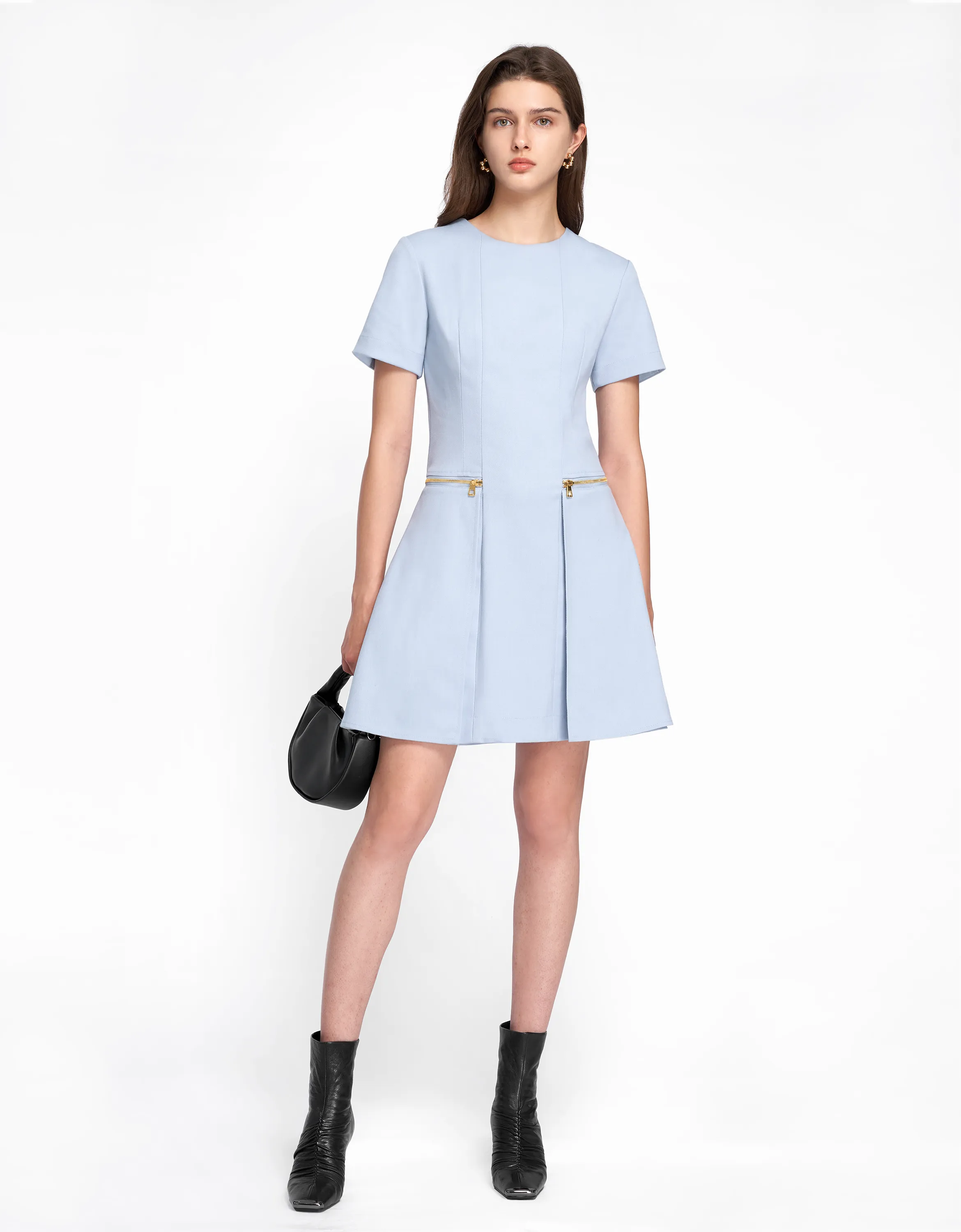 Metallic Zip Pocket Dress
