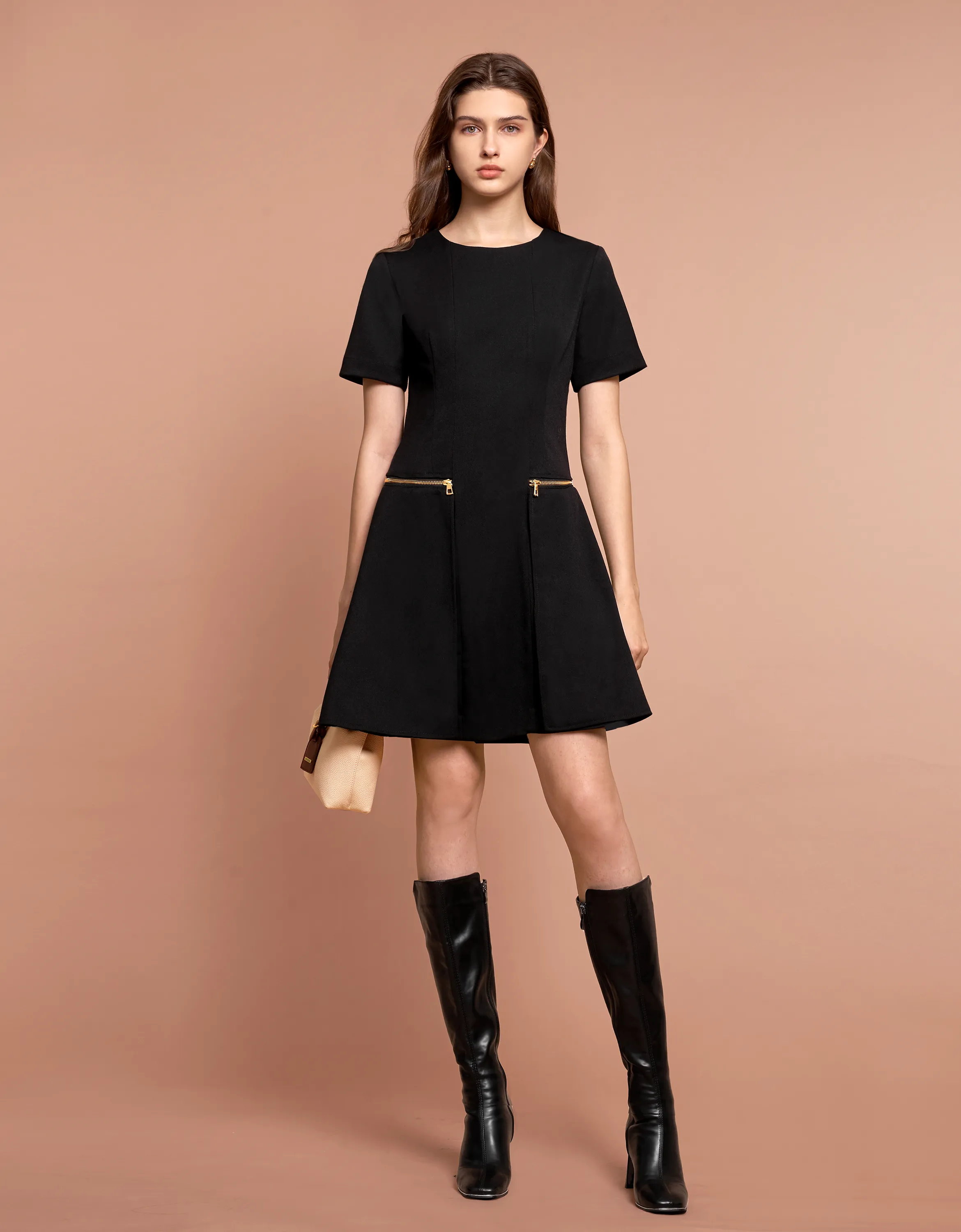 Metallic Zip Pocket Dress