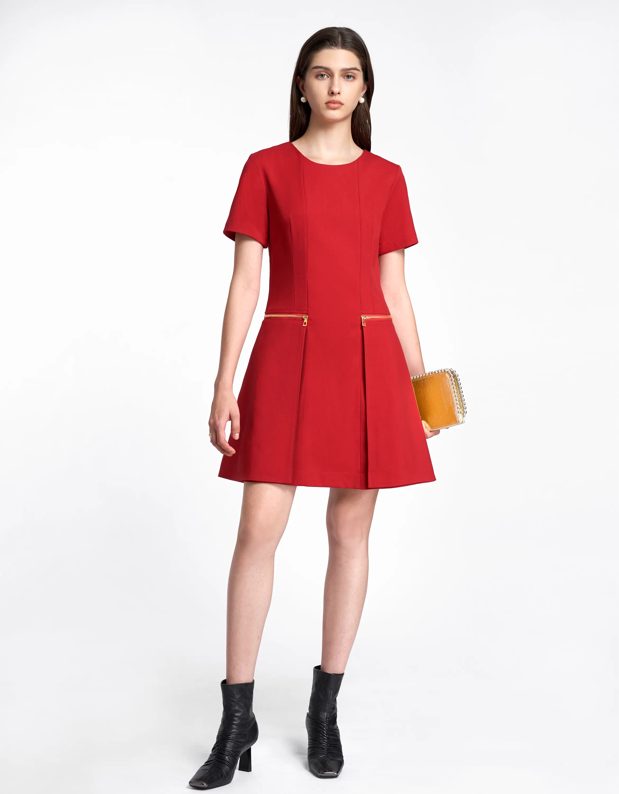 Metallic Zip Pocket Dress