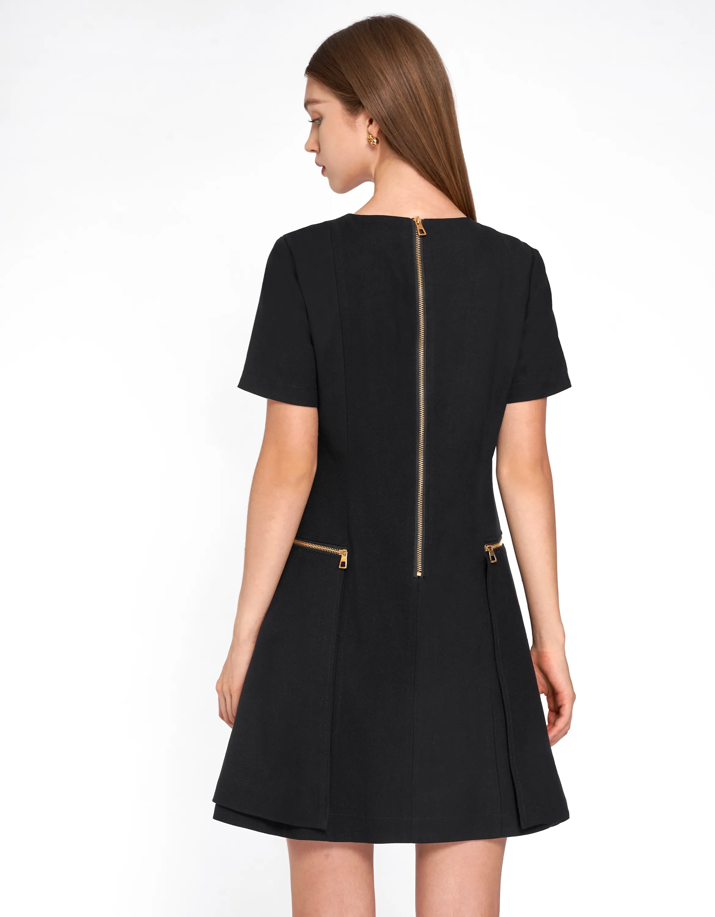 Metallic Zip Pocket Dress