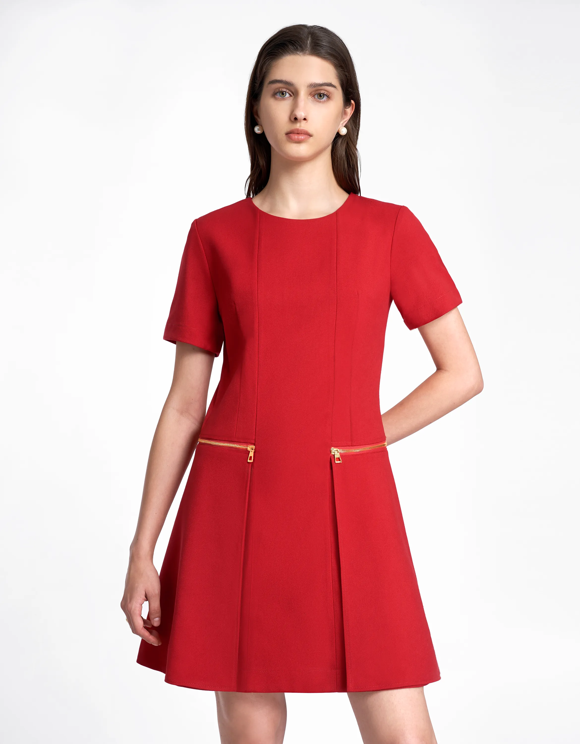 Metallic Zip Pocket Dress