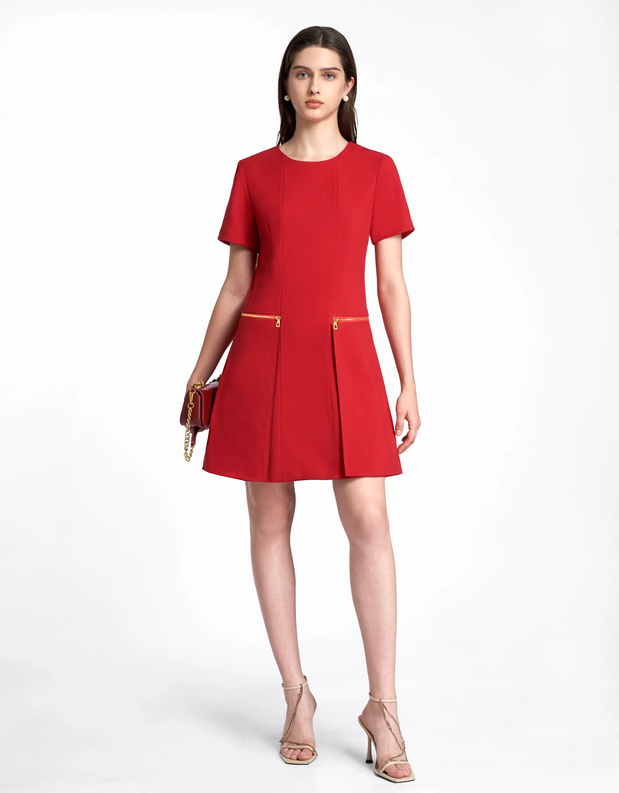 Metallic Zip Pocket Dress