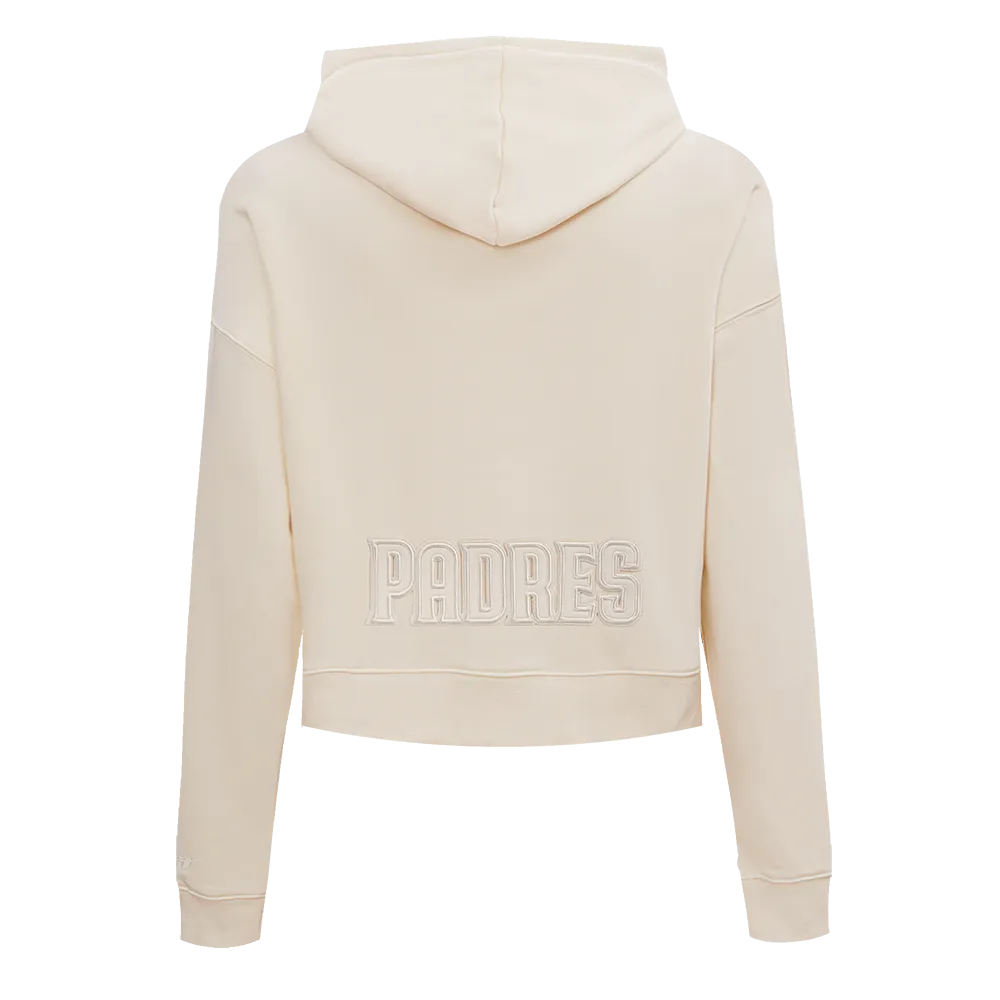 MLB SAN DIEGO PADRES NEUTRAL WOMEN'S CROPPED PO HOODIE (EGGSHELL)