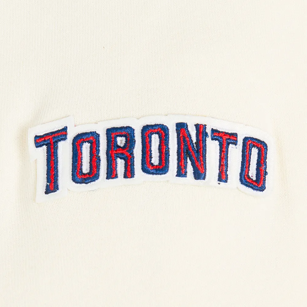 MLB TORONTO BLUE JAYS RETRO CLASSIC WOMEN'S RIB CROPPED PO HOODIE (EGGSHELL/ UNIVERSITY BLUE)