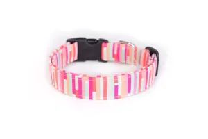 Modern Pink Abstract Stripes Dog Collar