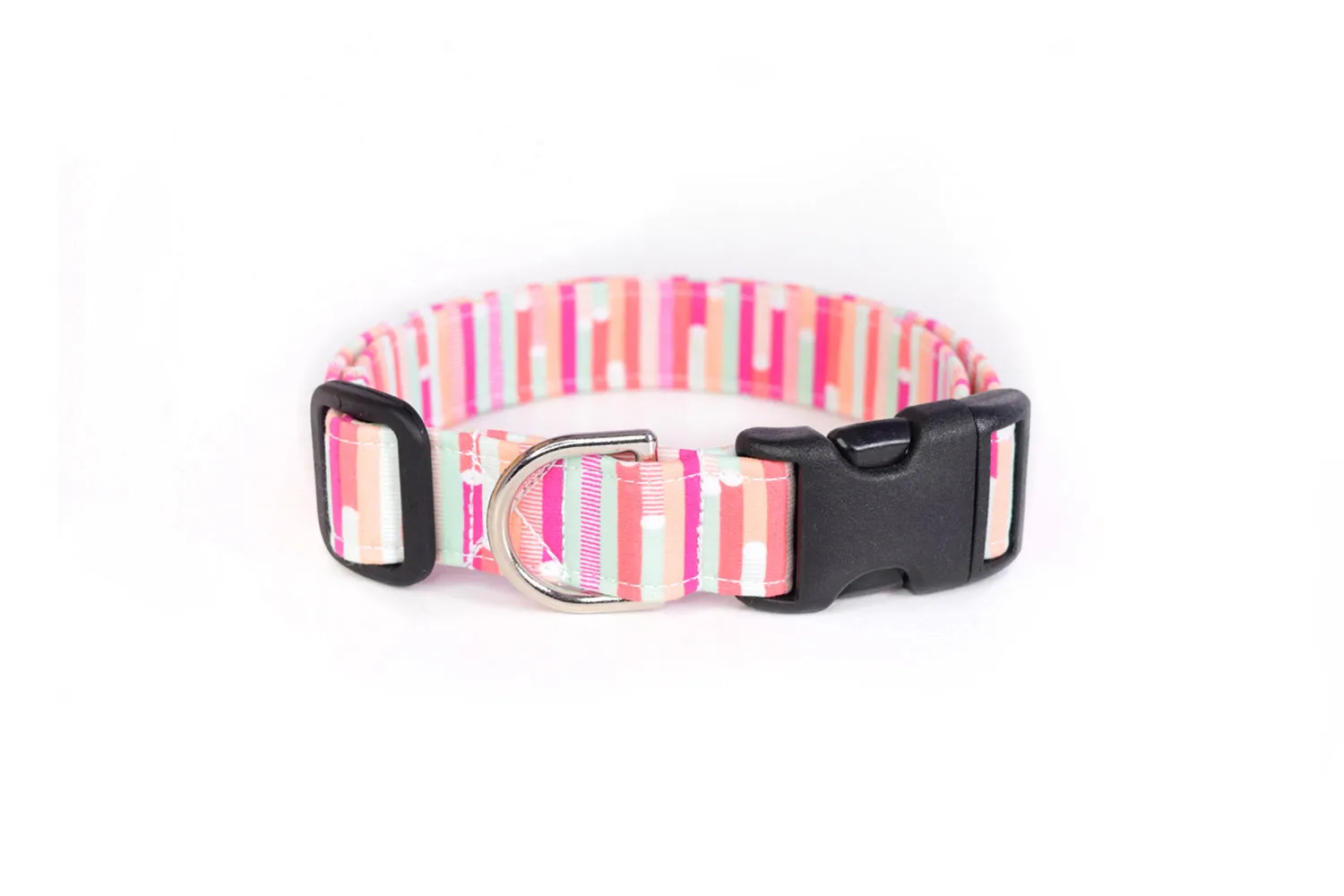 Modern Pink Abstract Stripes Dog Collar