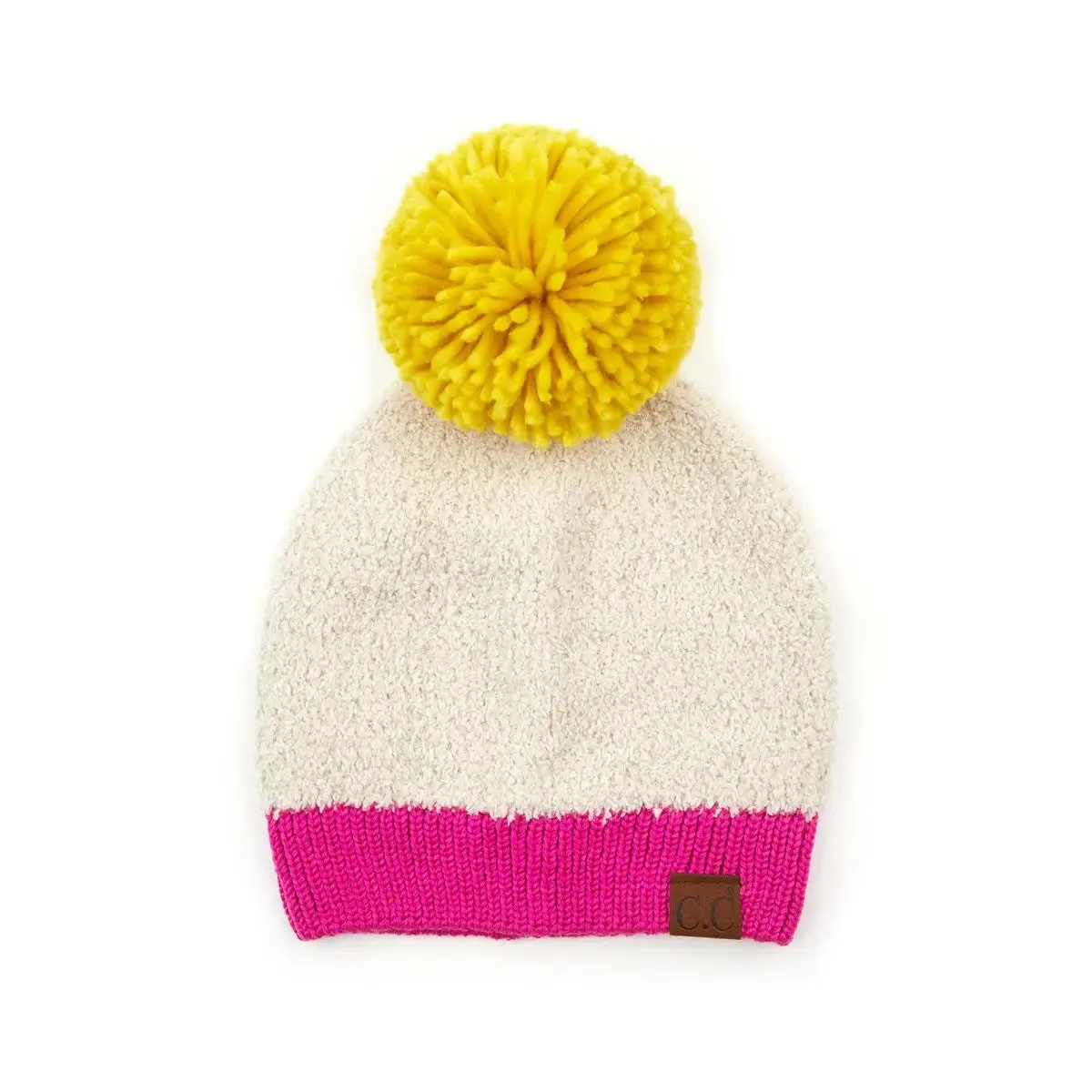 Multicolor Neon Beanie With Pom