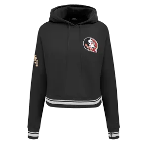 NCAA FLORIDA STATE UNIVERSITY CLASSIC WOMEN'S RIB FLC CROPPED PO HOODIE (BLACK)