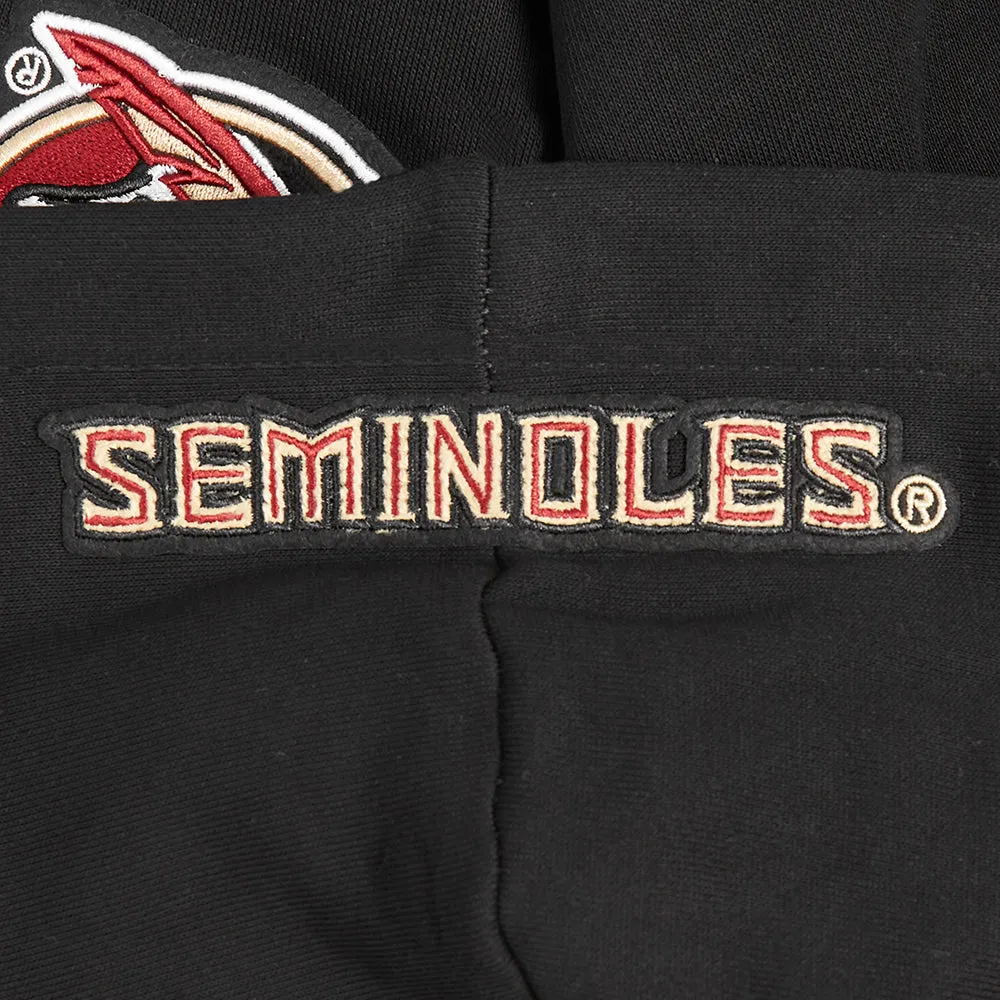 NCAA FLORIDA STATE UNIVERSITY CLASSIC WOMEN'S RIB FLC CROPPED PO HOODIE (BLACK)