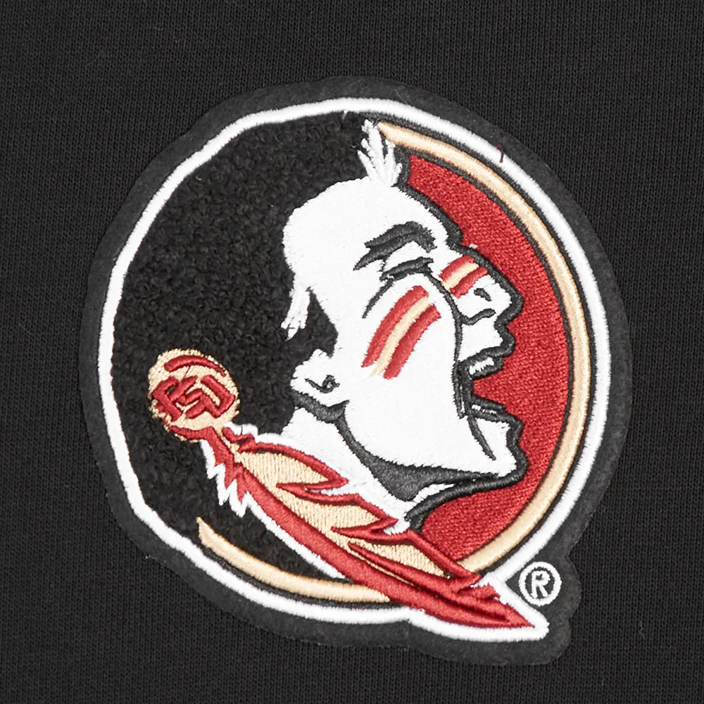 NCAA FLORIDA STATE UNIVERSITY CLASSIC WOMEN'S RIB FLC CROPPED PO HOODIE (BLACK)