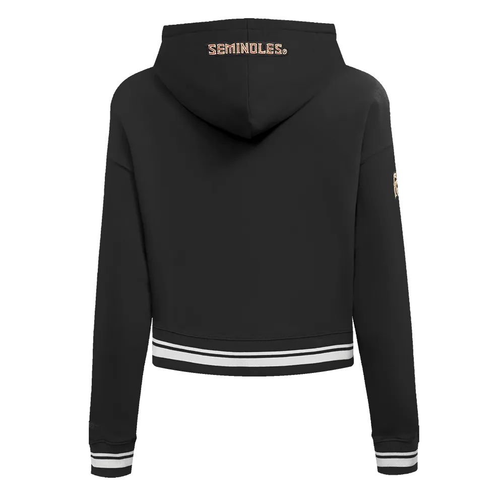 NCAA FLORIDA STATE UNIVERSITY CLASSIC WOMEN'S RIB FLC CROPPED PO HOODIE (BLACK)