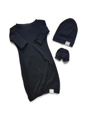 Newborn Set Gown | Black