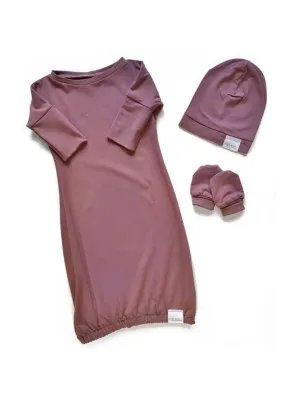 Newborn Set Gown | Rose Brown