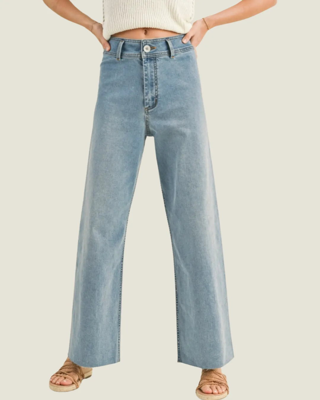 NYC Please: Light Wash Straight Leg Denim Pants