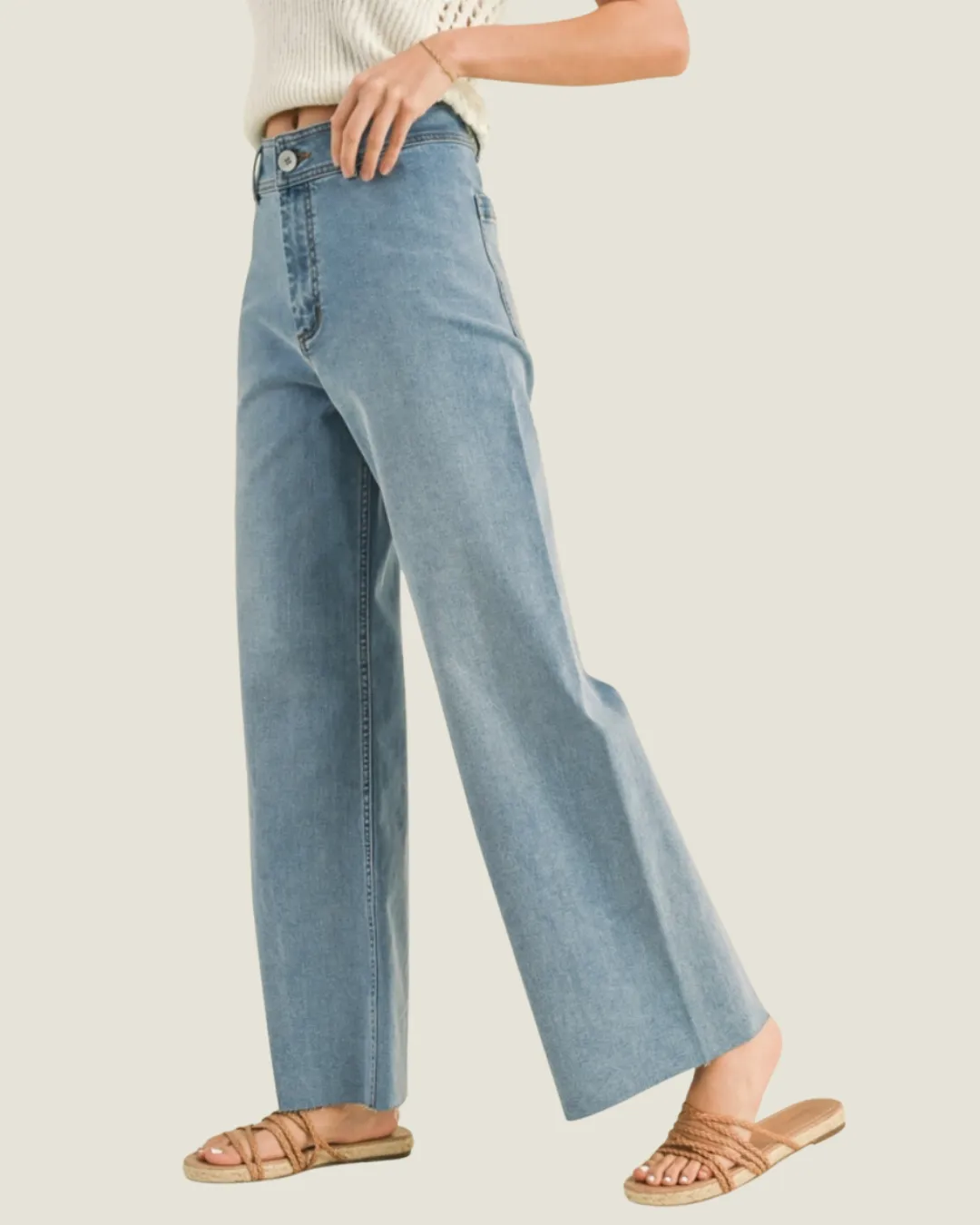 NYC Please: Light Wash Straight Leg Denim Pants