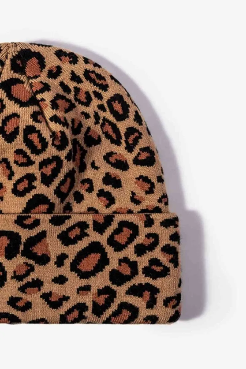 On The Prowl Leopard Print Cuffed Beanie