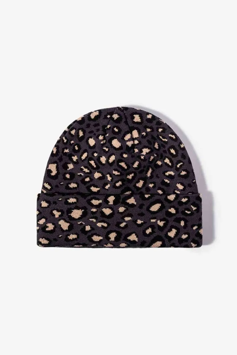 On The Prowl Leopard Print Cuffed Beanie