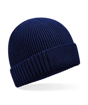 Organic cotton engineered patch beanie | Oxford Navy