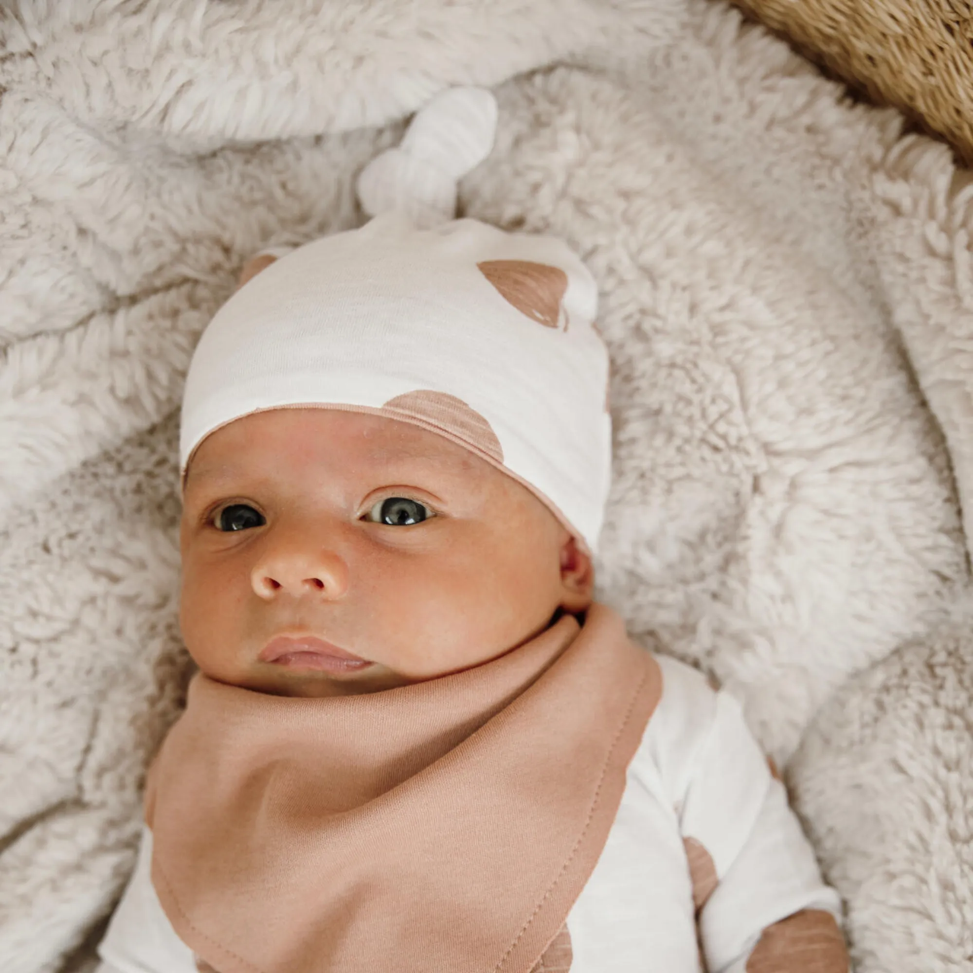Organic Slub Jersey Knotted Beanie, Adobe Dot
