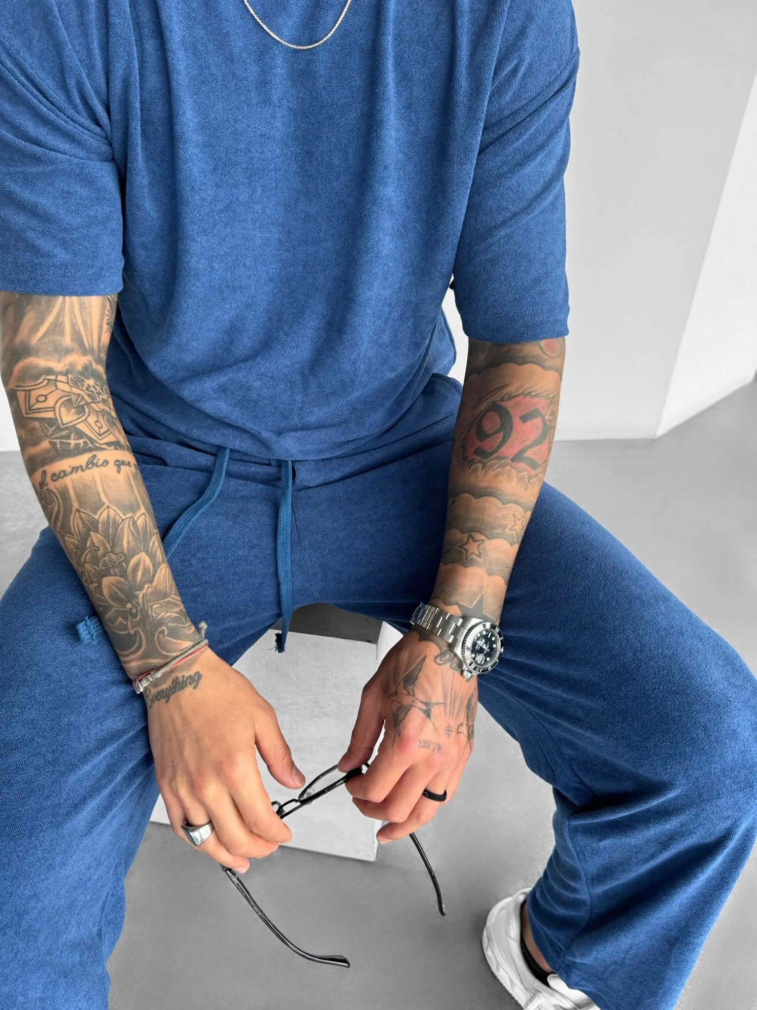 Oversize Terrycloth T-shirt - Indigo