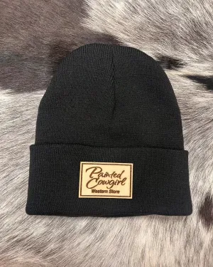 Painted Cowgirl Black Logo Beanie