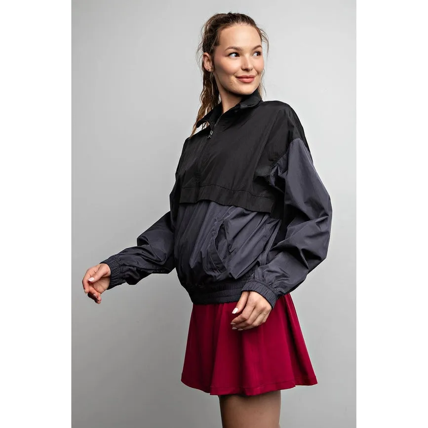 Parachute Half Zip Color Block Pullover Charcoal/Black