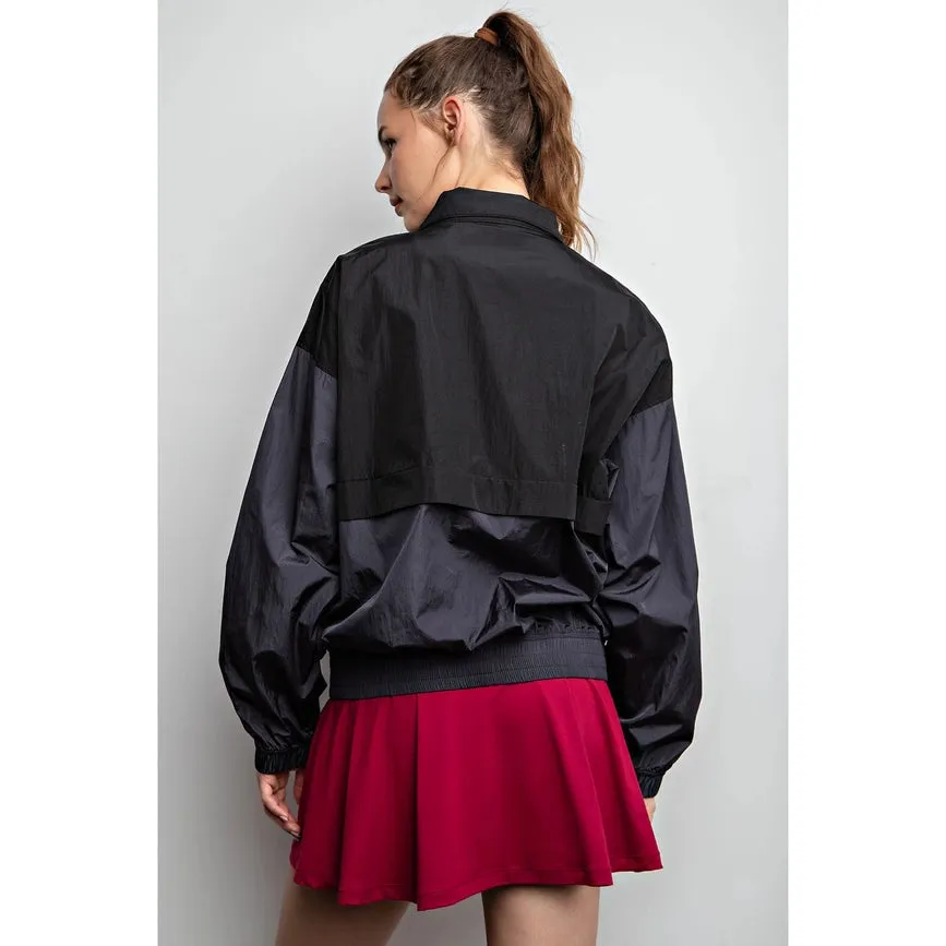 Parachute Half Zip Color Block Pullover Charcoal/Black