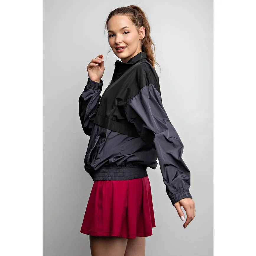 Parachute Half Zip Color Block Pullover Charcoal/Black