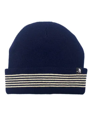 Pass-Port Organic Cotton Stripe Knit Beanie - Navy / Cream