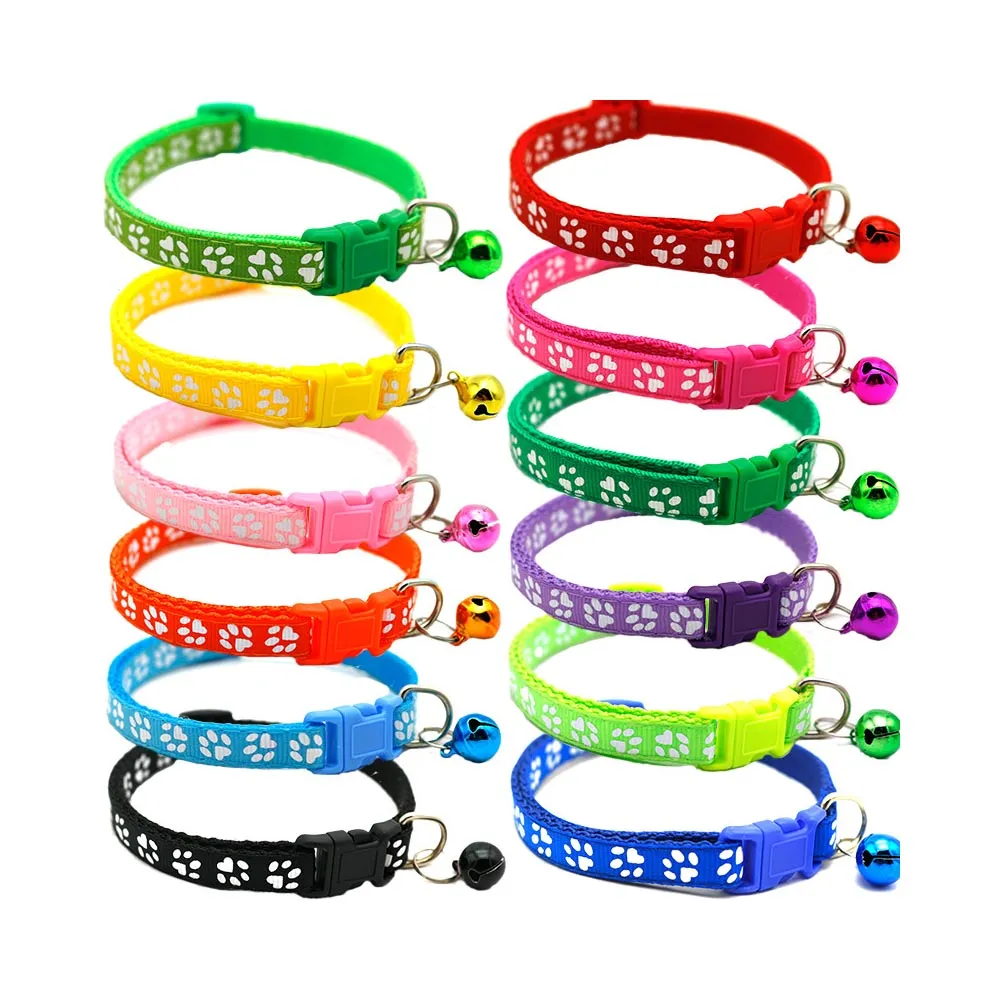 PAWS ASIA Wholesale Pet Supplies Cheap Fashion Adjustable Safety Release Dog Cat Collar With Bell