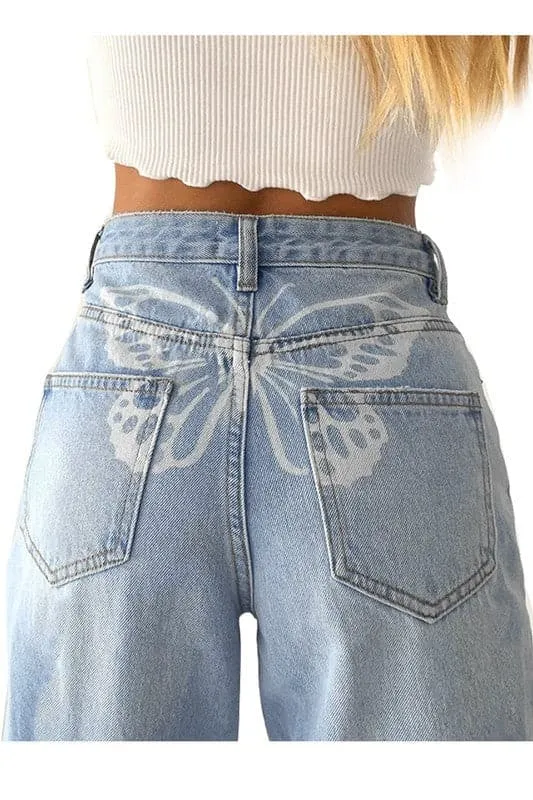 PE016 Wide Leg Pants Straight Denim Jeans