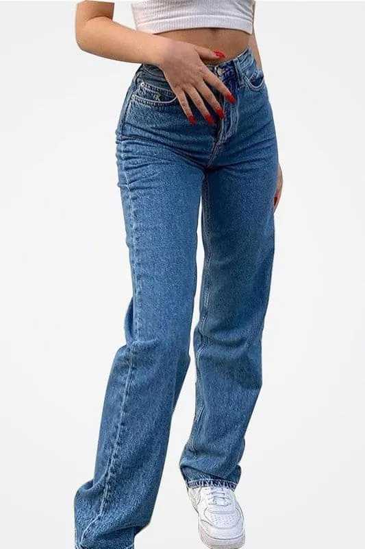 PE016 Wide Leg Pants Straight Denim Jeans