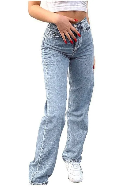 PE016 Wide Leg Pants Straight Denim Jeans