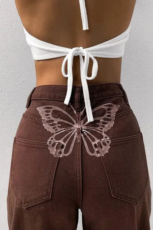 PE016 Wide Leg Pants Straight Denim Jeans