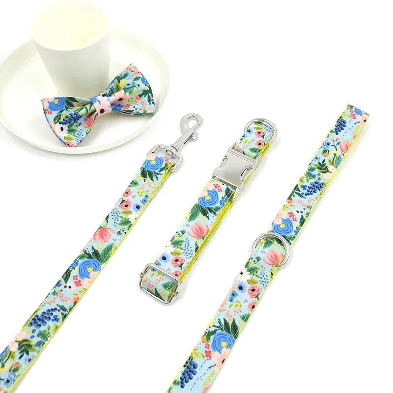 Personalized Dog Collar Engraved Metal Buckle Flower Cute for Girl Dogs - Yellow