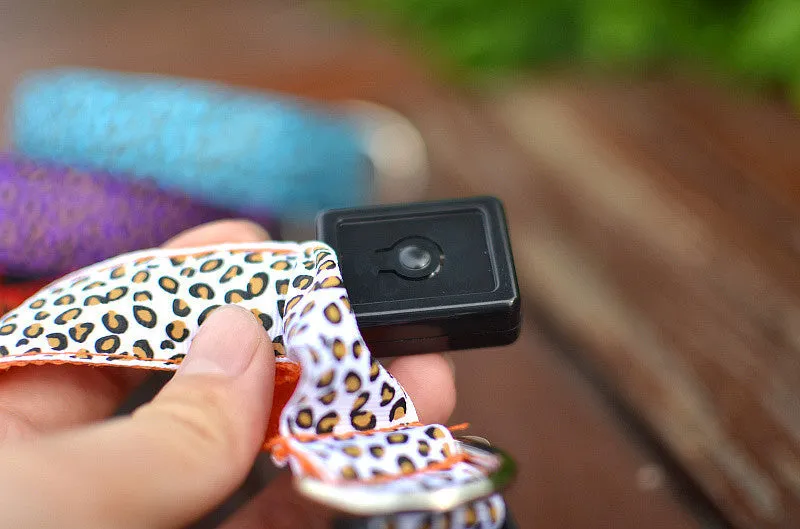 Pet Dog collar Leopard Nylon Safety LED Collar Colorful Flash Light Neck