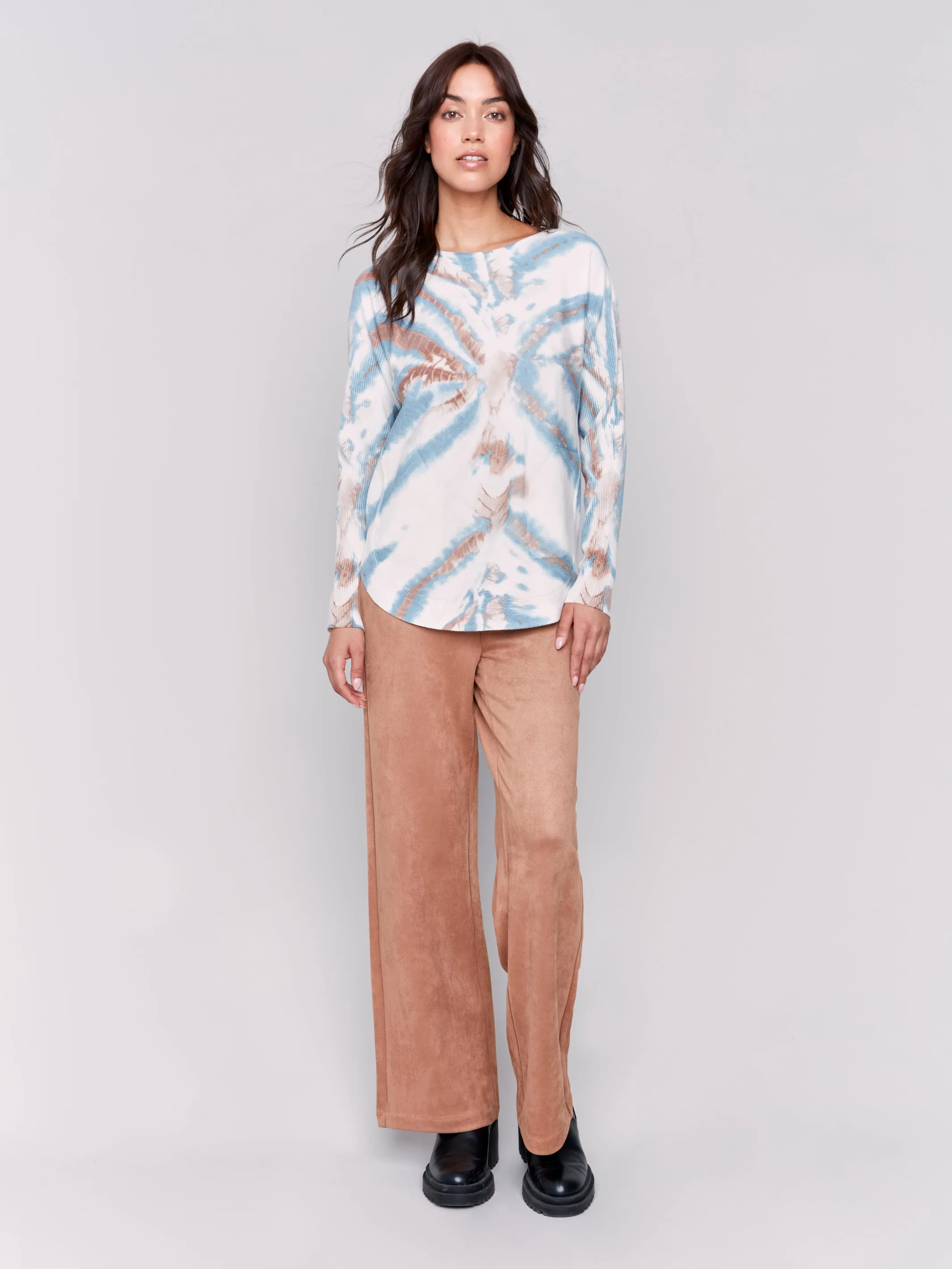 Plushy knit print sweater