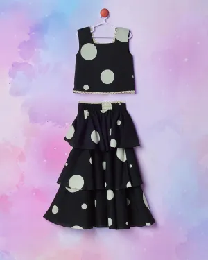 Polka Layered Gathering Skirt Set