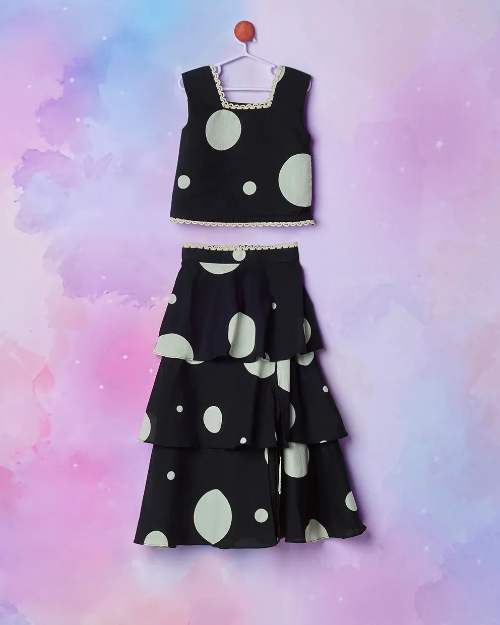 Polka Layered Gathering Skirt Set