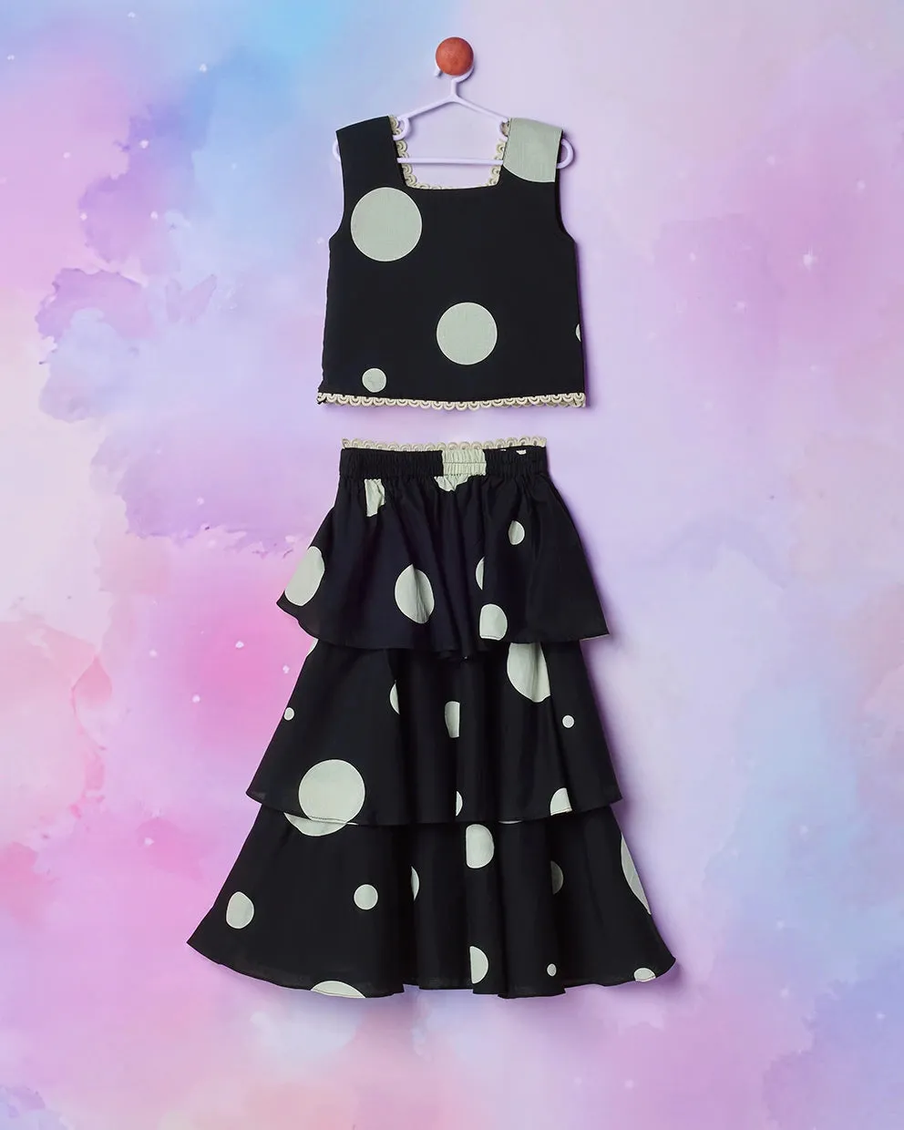 Polka Layered Gathering Skirt Set