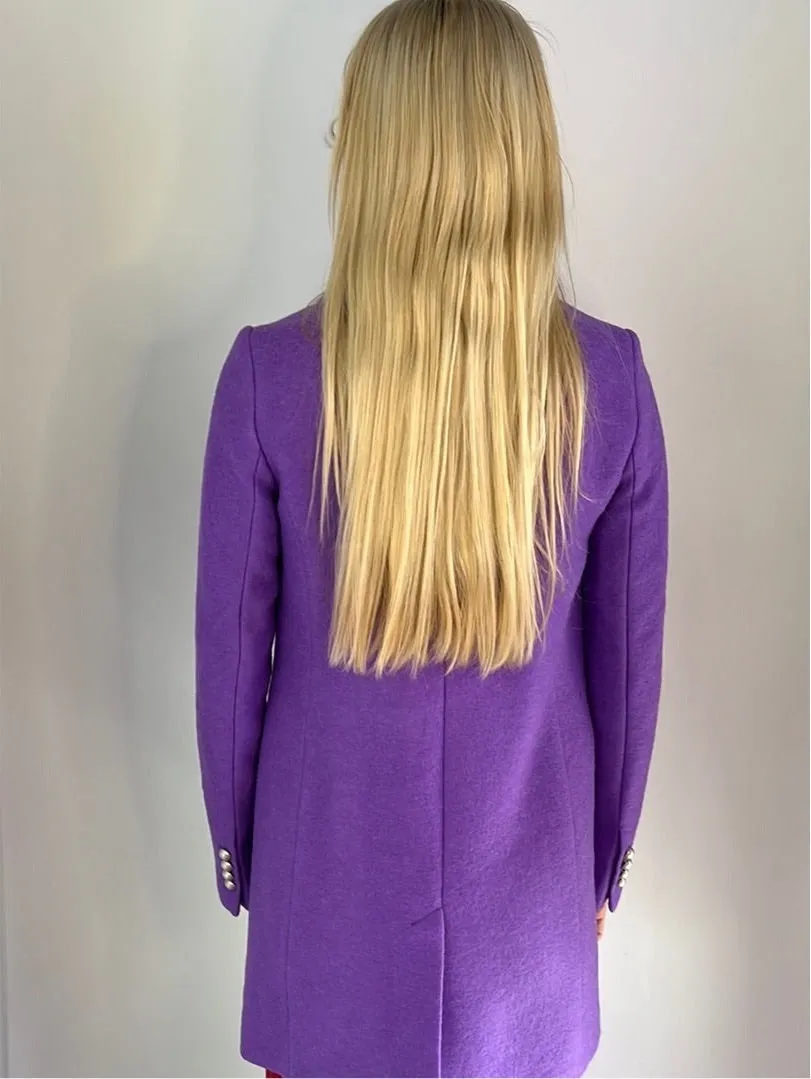 PURPLE METAL BUTTON WOOL COAT